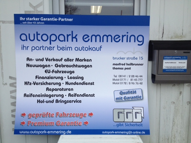 Neuer Banner und Werbeschild für Autopark Emmering !